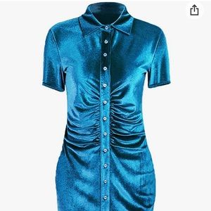 Ruched dress blue velvet